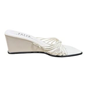 Pazzo Preferred White Strappy Knot Leather Wedge Sandal Womens Size 7.5 NWOB